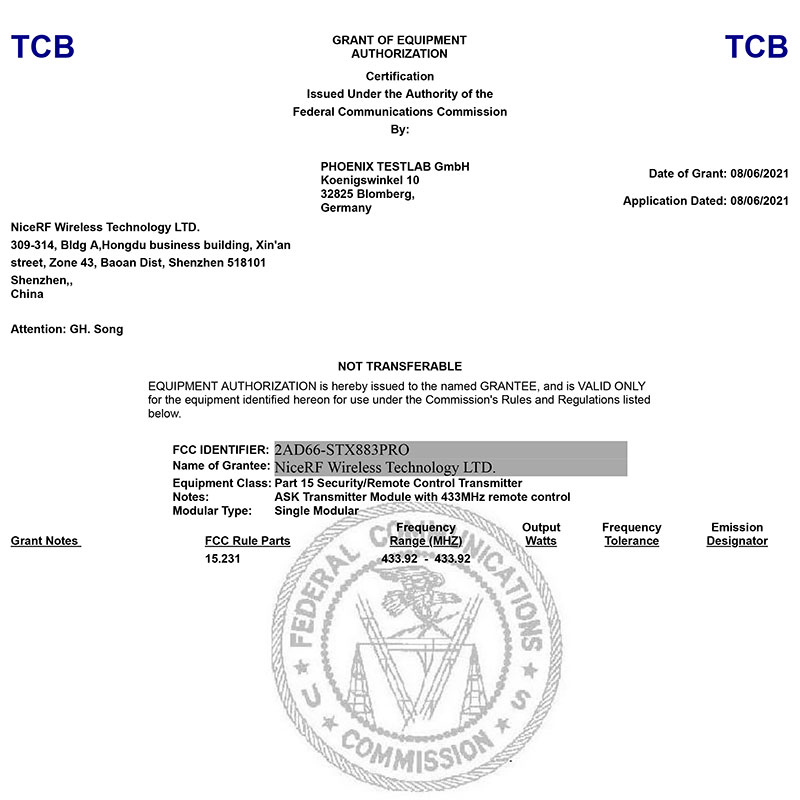 El módulo ASK STX883PRO ha pasado la certificación FCC