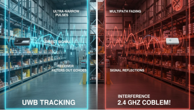 Antiinterferencia superior de UWB en almacenes.