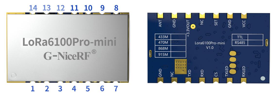 Definición de pines del módulo Lora LoRa6100Pro-mini